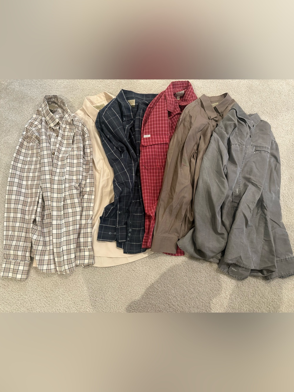 Cabela's Men's Button-Down Casual Shirts - Beige, Navy, Red, Brown, Gray Plaids